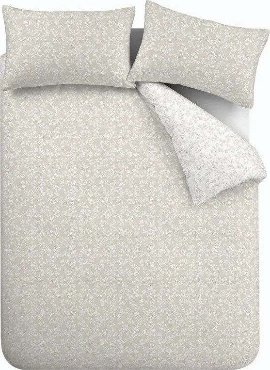 Beżowa pościel dwuosobowa z perkalu bawełnianego 3-częściowa 230x220 cm Shadow Leaves – Bianca