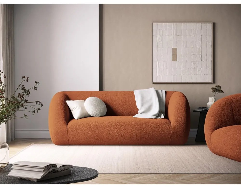 Pomarańczowa sofa z materiału bouclé 210 cm Essen – Cosmopolitan Design