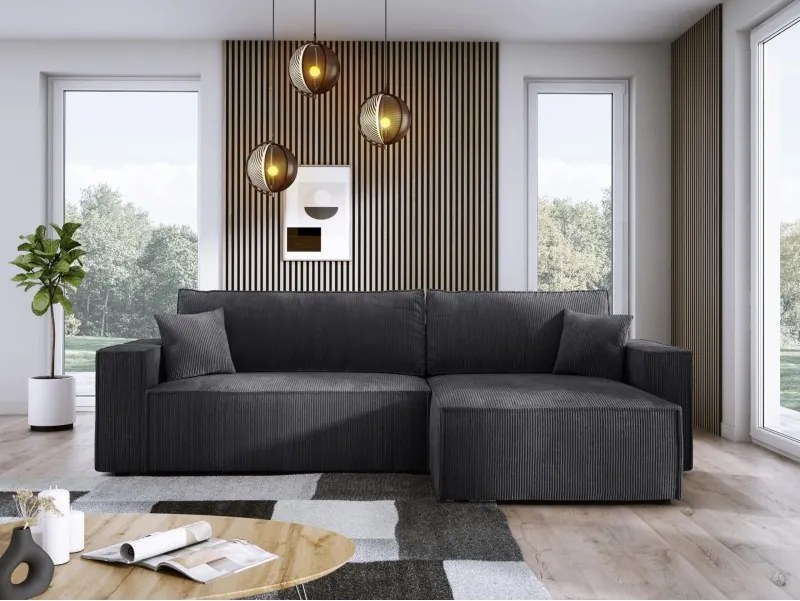 Narożnik POSO XL Prawostronny zestaw z poduszkami wolnostojący tkanina POSO 60 WERSAL