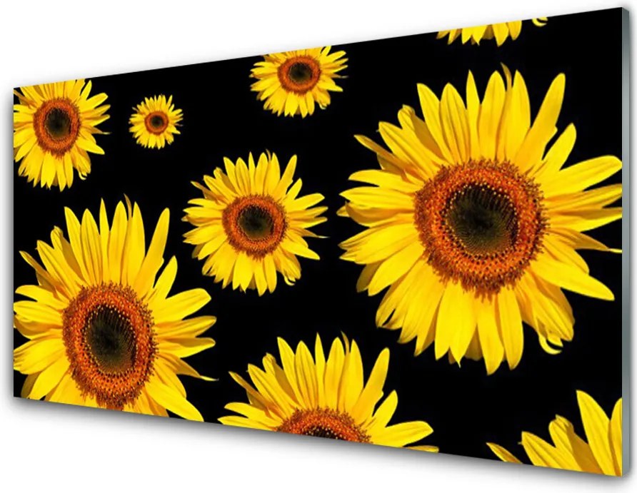 Panel Szklany do Kuchni Słoneczniki w Pełnym Słońcu
