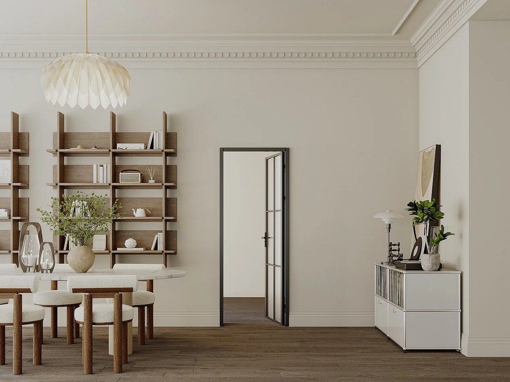 Drzwi kompletne dwustronne z aluminium i matowego szkła - wys. 204 x szer. 93 cm - Czarny - SEROTO