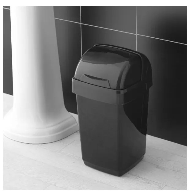 Czarny kosz na śmieci Addis Roll Top, 22,5x23x42,5 cm