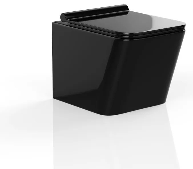 Toaleta WC podwieszana z ceramiki czarnej i błyszczącej bez kołnierza – CLEMONA