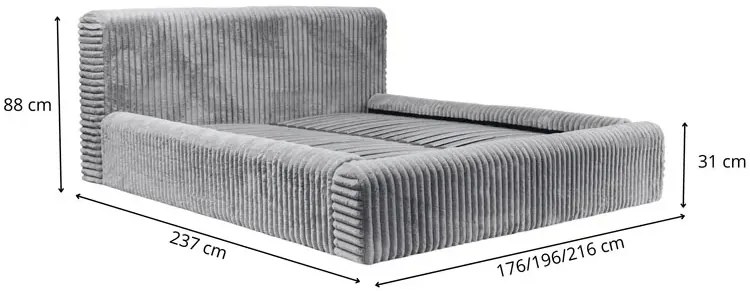 Szare łóżko tapicerowane z miękkim zagłówkiem T0-A95