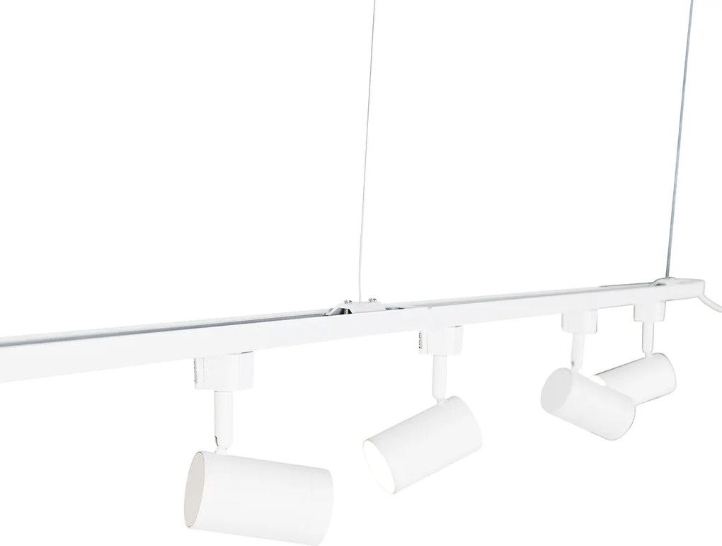 Nowoczesny system szynowy 1-fazowy wiszący z 5 reflektorami biały - Jeana