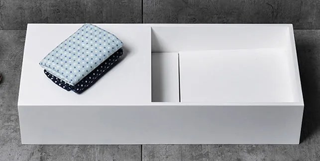 Umywalka ścienna TWG08 z odlewu mineralnegoBiały mat - 75 x 32,5 x 15 cm
