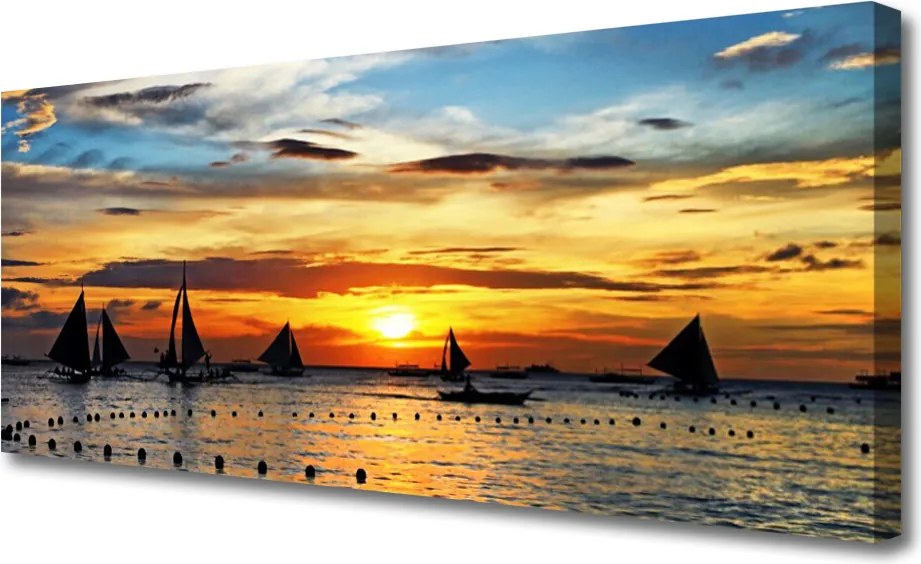 Obraz canvas Łodzie o Zachodzie Słońca