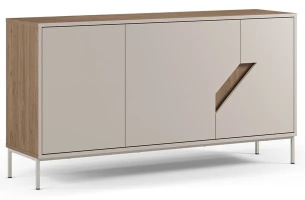 Kremowo-naturalna komoda w dekorze dębu 150x80x40 cm Lilou – Marckeric