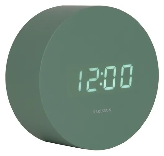 Karlsson 5981GR designerski zegar LED z alarmem,zielony, śr. 9 cm