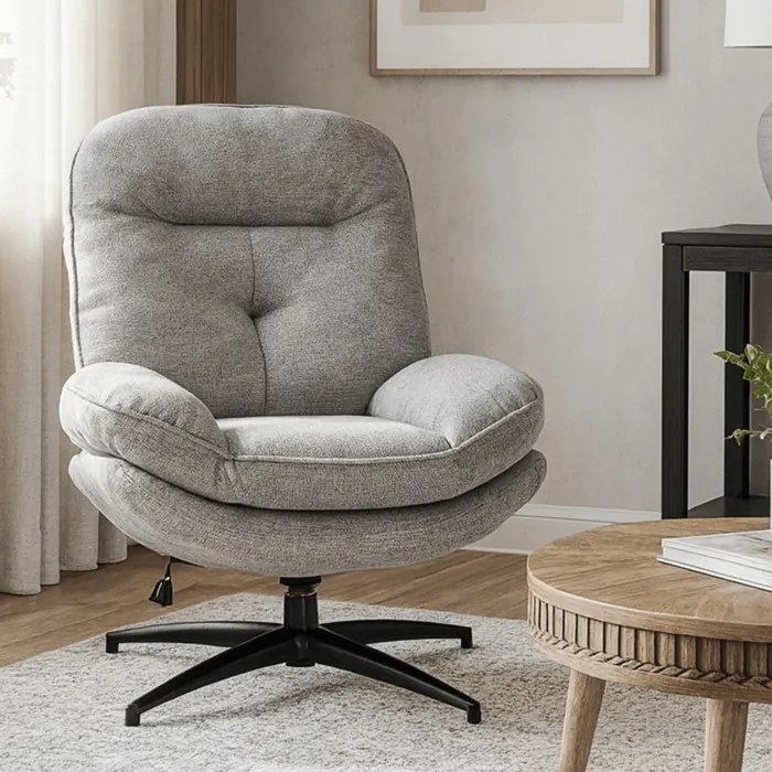 Fotel Wypoczynkowy Obrotowy MESA do Salonu Szary Nowoczesny