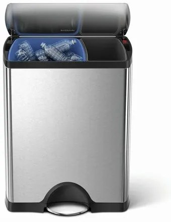 Simplehuman Prostokątny kosz na śmieci z pedałem,46 l, stal