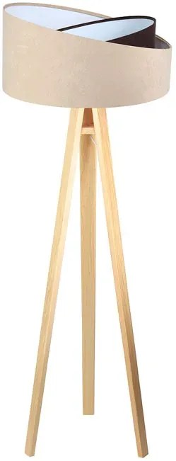 Beżowo-sosnowa skandynawska lampa stojąca trójnóg - S026-Damis