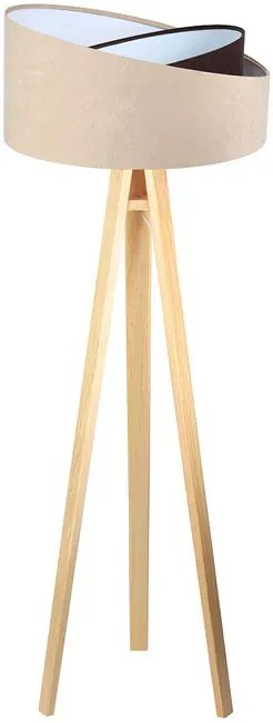 Beżowo-sosnowa skandynawska lampa stojąca trójnóg - S026 S8-E33