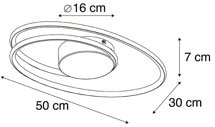 Designerska lampa sufitowa czarna z wbudowaną diodą LED o 3 stopniach ściemniania - Rowan