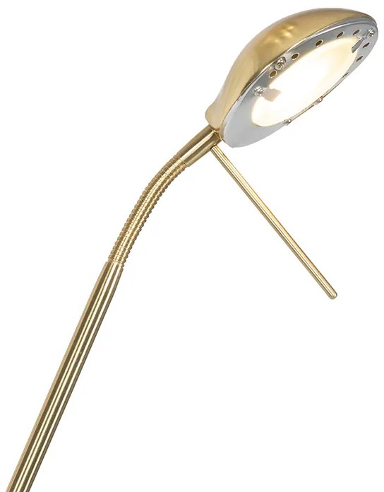 Nowoczesna lampa stojąca mosiężna z lampką do czytania, w tym LED Dim to Warm - Diva Nowoczesny Oswietlenie wewnetrzne