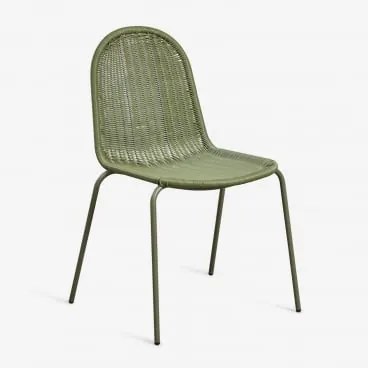 Stapelbare Esszimmerstuhl Aus Synthetischem Rattan Reiven Intensywny Verde Olive - Sklum