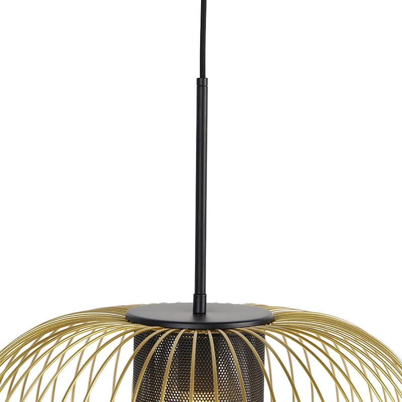 Designerska lampa wisząca złota z czarnym 50 cm - MarnieDesignerski Oswietlenie wewnetrzne