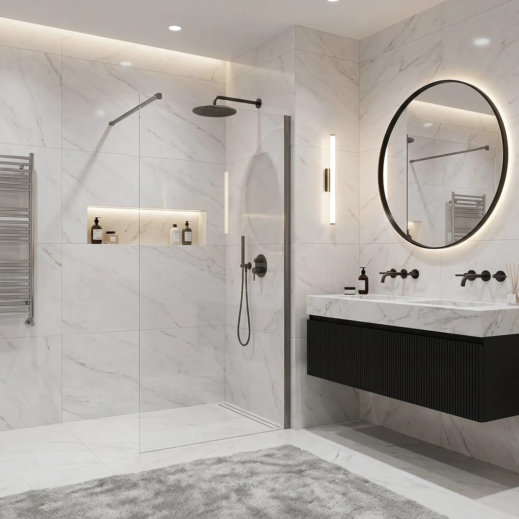 Kabina prysznicowa Walk-In Rea Flexi Transparent / Tytan 90