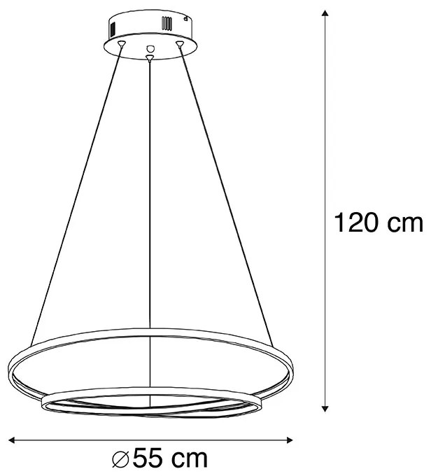 Designerska lampa wisząca złota 55 cm z wbudowanym ściemnianym LED - RowanDesignerski Oswietlenie wewnetrzne