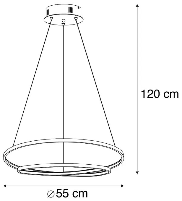 Designerska lampa wisząca złota 55cm LED ściemnialna - RowanDesignerski Oswietlenie wewnetrzne