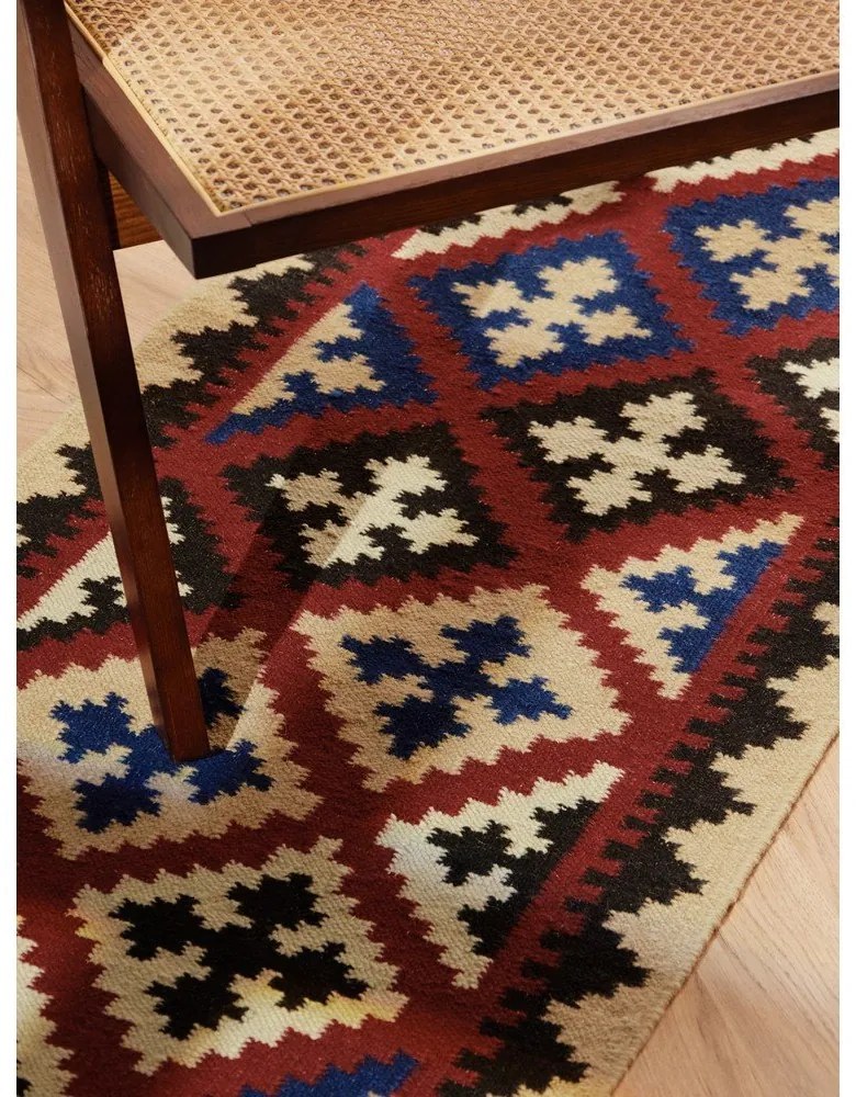 Czerwony wełniany chodnik dwustronny tkany ręcznie 60x190 cm Kamal Rami – Nouristan