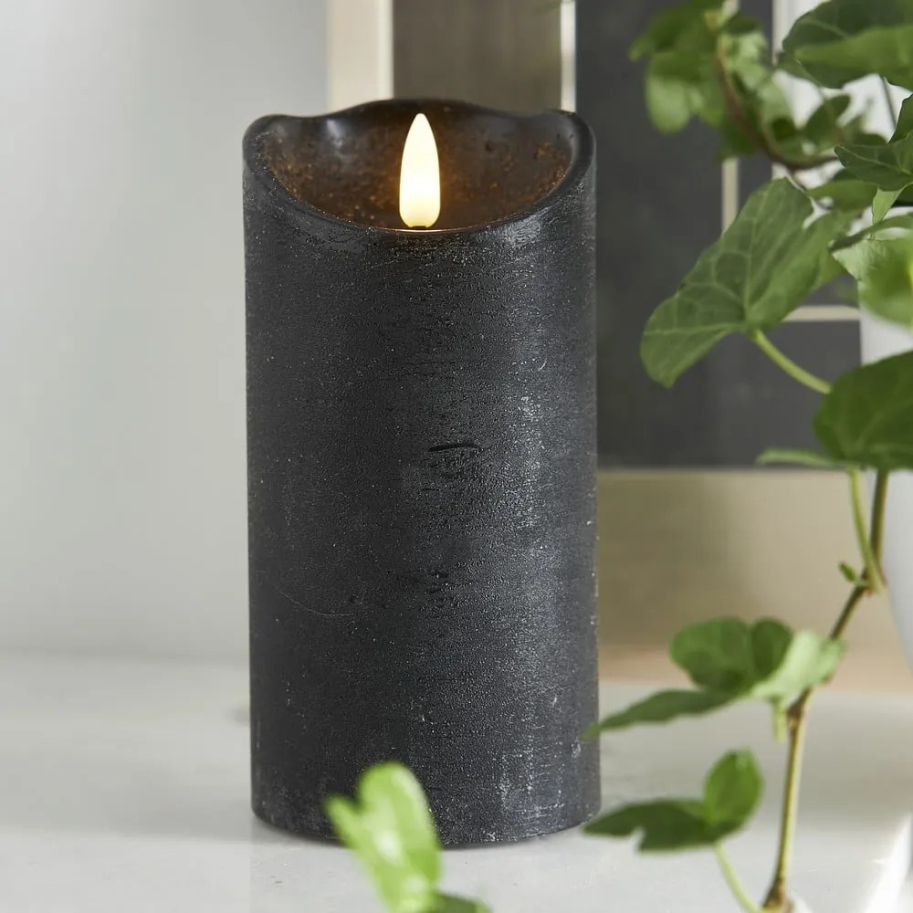 Czarna woskowa świeca LED Star Trading Flamme Rustic, wys. 15 cm