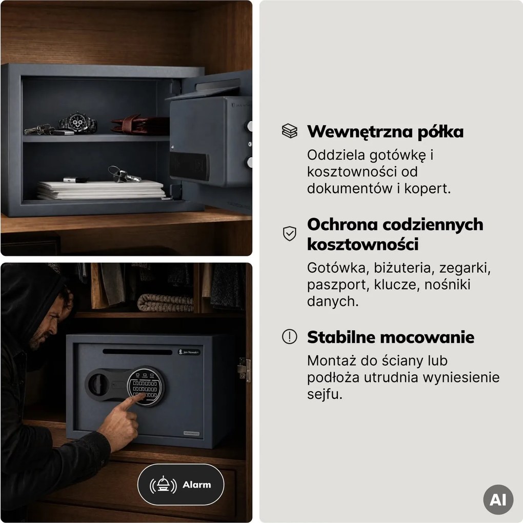 Sejf wrzutowy elektroniczny na gotówkę i utarg Pierce