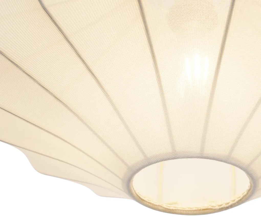 Lampa wisząca Japandi beżowa z materiałowym abażurem 50 cm - Plu