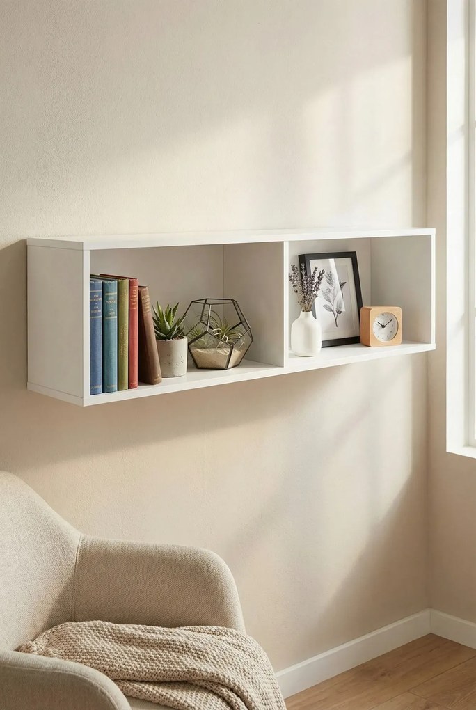 Biała Minimalistyczna Półka Ścienna G8-H06