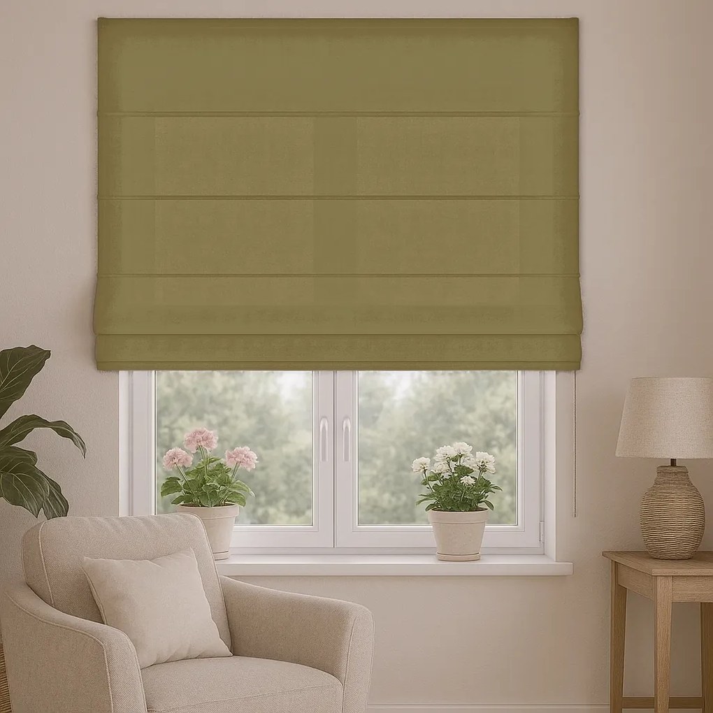 Roleta rzymska welurowa na wymiar Velutto oliwkowa - do 140 cm