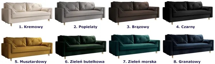 Popielata sofa rozkładana z pojemnikiem na pościel - Petra