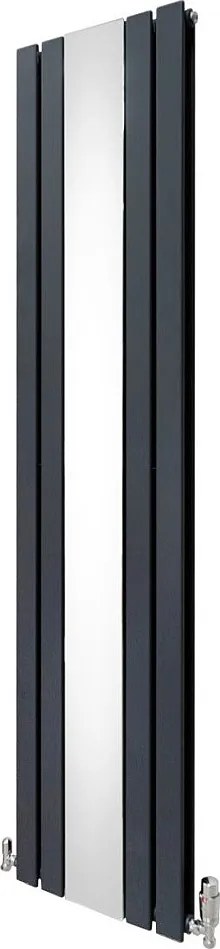 Grzejnik i zawory z płaskim lustrem - 1800 mm x 425 mm - antracytowy szary