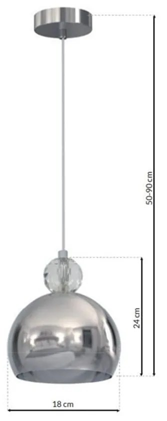 Lampa Wisząca Srebrna Kula Pojedyncza TOLEDO 1xE27