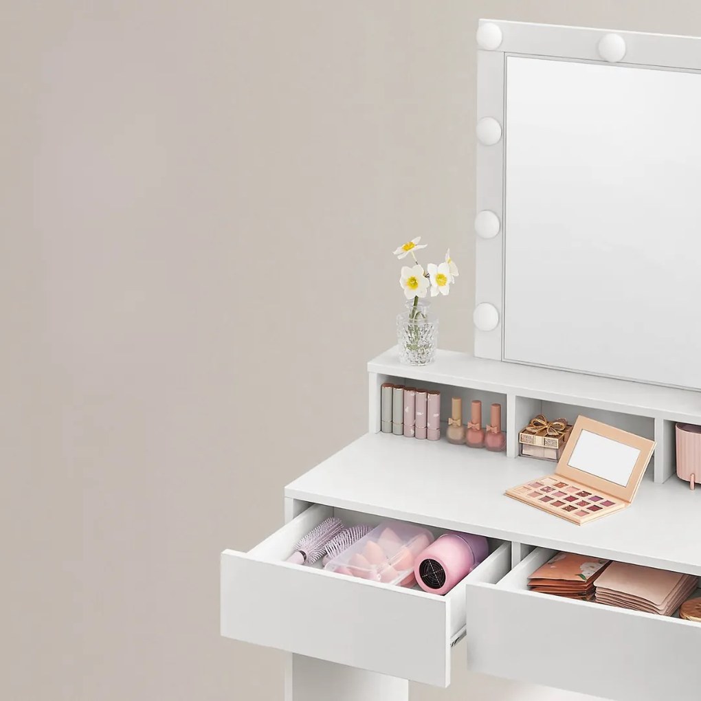 Toaletka VANESA z oświetleniem, 80x40x145cm, biała Jurhan