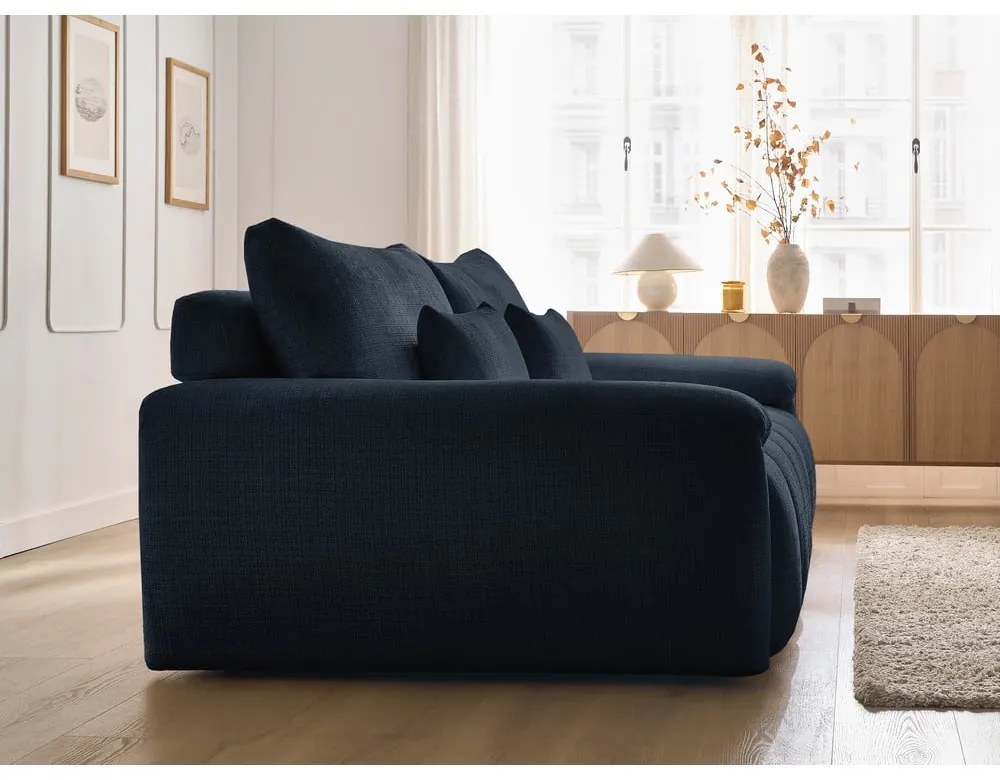 Ciemnoniebieska sofa z tkaniny szenilowej 264 cm Ivane – Bobochic Paris
