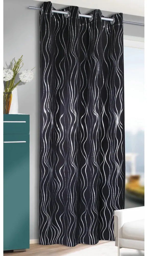 Czarna zasłona 135x245 cm Waves – Sehlbach