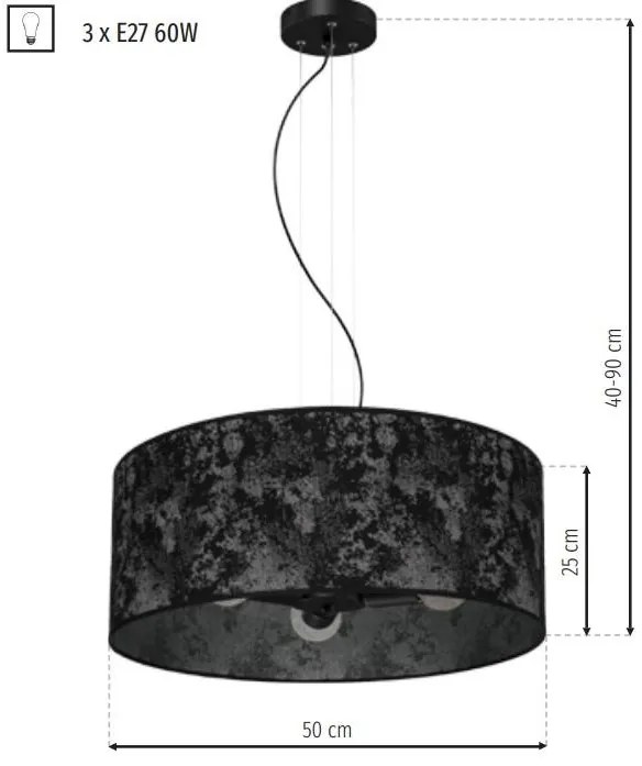 Lampa Sufitowa Wisząca srebrna SATINO SILVER 3xE27