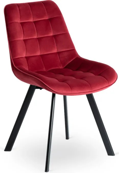 Krzesło Tapicerowane do Salonu RICK Bordowe Welurowe Nowoczesne Loft