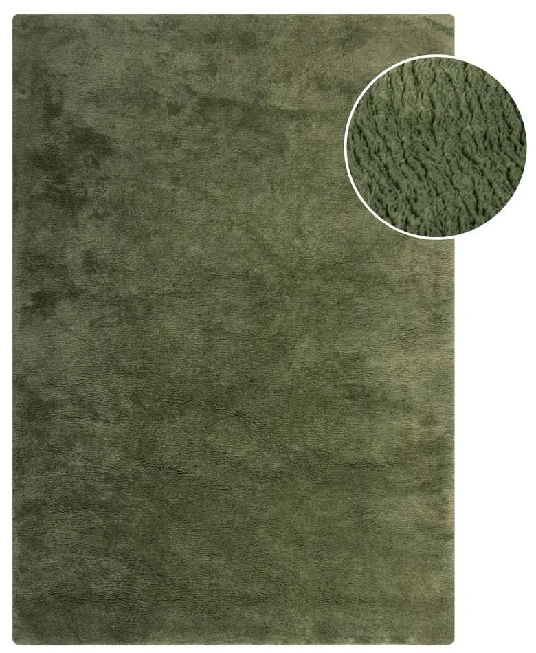 Ciemnozielona syntetyczna skóra 160x230 cm Faroe Wool Look Fur – Flair Rugs