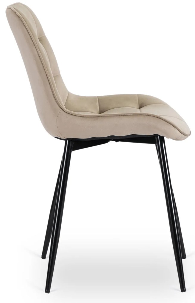 Zestaw Stół Kwadratowy Rozkładany MAX 80-160 cm Dąb Craft/Czarny i 6 Krzeseł Tapicerowanych CHRIS Beżowych Nowoczesnych