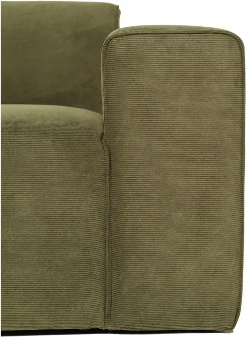 Zielony końcowy moduł sztruksowej sofy Scandic Sting, 101 cm, prawostronny