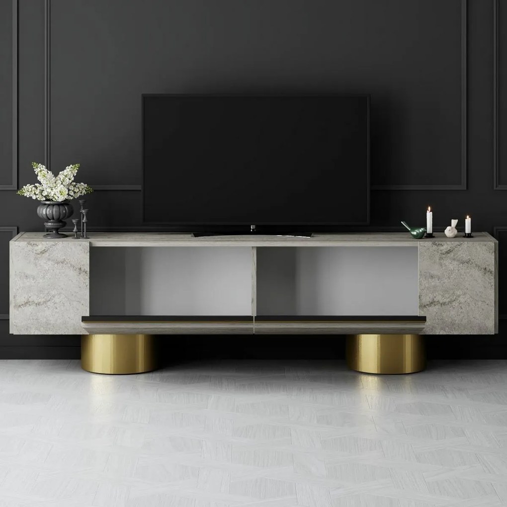 Stolik pod telewizor Bohem Travertine and Gold
