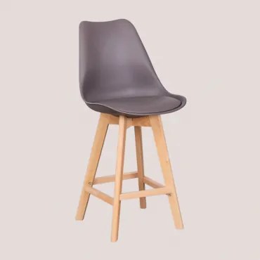 Zestaw 2 Wysokich Stołków 65 Cm Z Poduszką Ze Skóry Ekologicznej Nordic Szary Kret - Sklum
