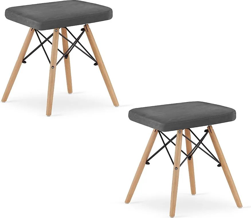 Valora PEKO STOŁEK Szare aksamitne naturalne nogi x2