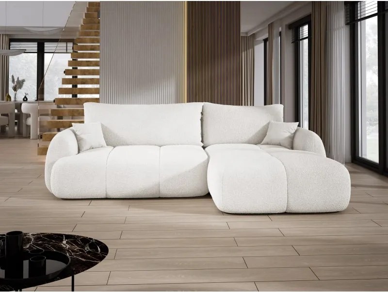 Narożnik COCO z funkcją spania, poduszkami i pojemnikiem NowOrNever 01 Biały