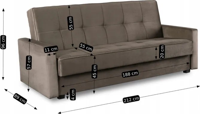 Sofa z Funkcją Spania ALUNA Rozkładana Wersalka Dwuosobowa Beżowa Nowoczesna do Salonu