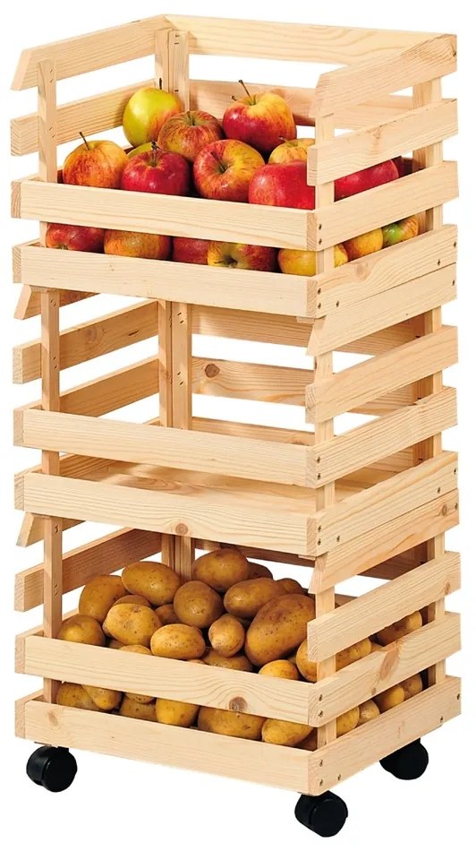 Kesper 69581 Regał na owoce i warzywa z kółkami,sosna,  80 x 37 x 30 cm