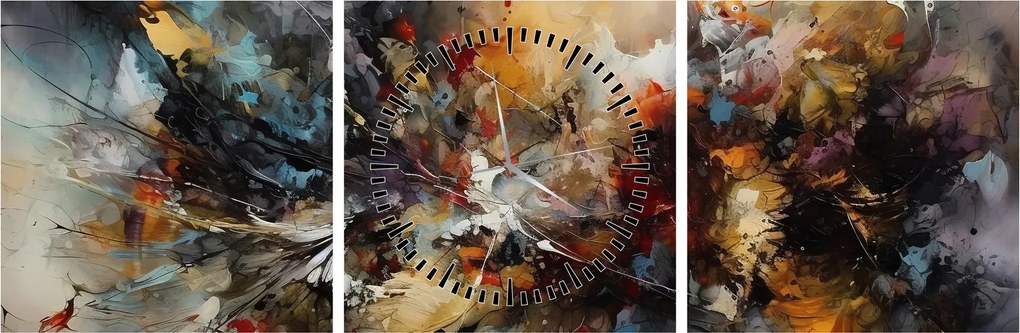 Obraz - Grafika abstrakcyjna (z zegarem) (90x30 cm)