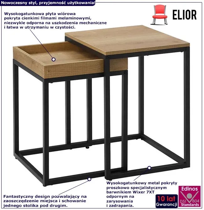 Loftowy Stolik Kawowy 2W1 Miodowy Brąz 120 Cm D6-T02
