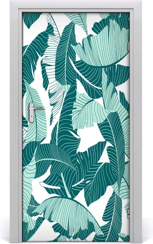 Okleina samoprzylepna na drzwi Tropikalne liście